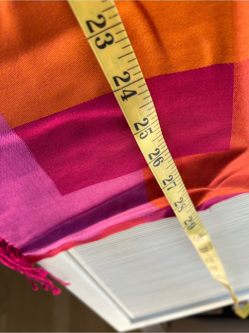 Vibrant Multicolor Silk Scarf with Fringe - Picture 4 of 6